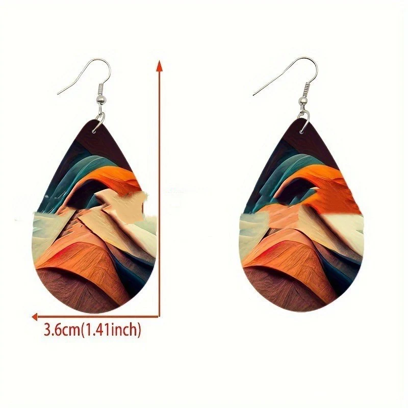 Boucles d'Oreilles Gouttes Acrylique 22g - Motifs Planètes 4 Couleurs – Image 4