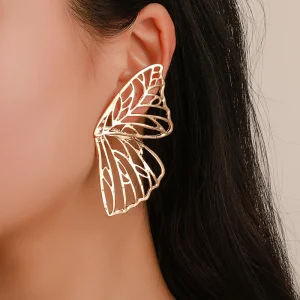 Boucles d'Oreilles Papillon Sculpté 26g Design Creux