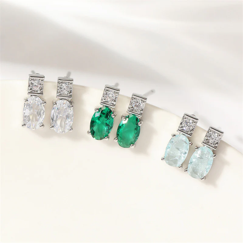 Boucles d'Oreilles Cristal Cuivre Plaqué 11g - Formes Géométriques – Image 2