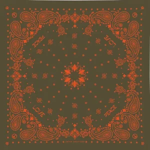 Bandana de Soie Olive / Paprika
