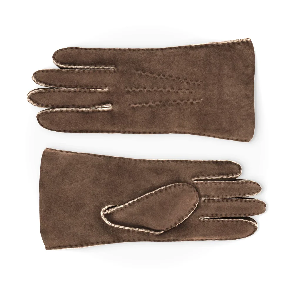 Gants en Mouton Retourné Marron Foncé – Image 2
