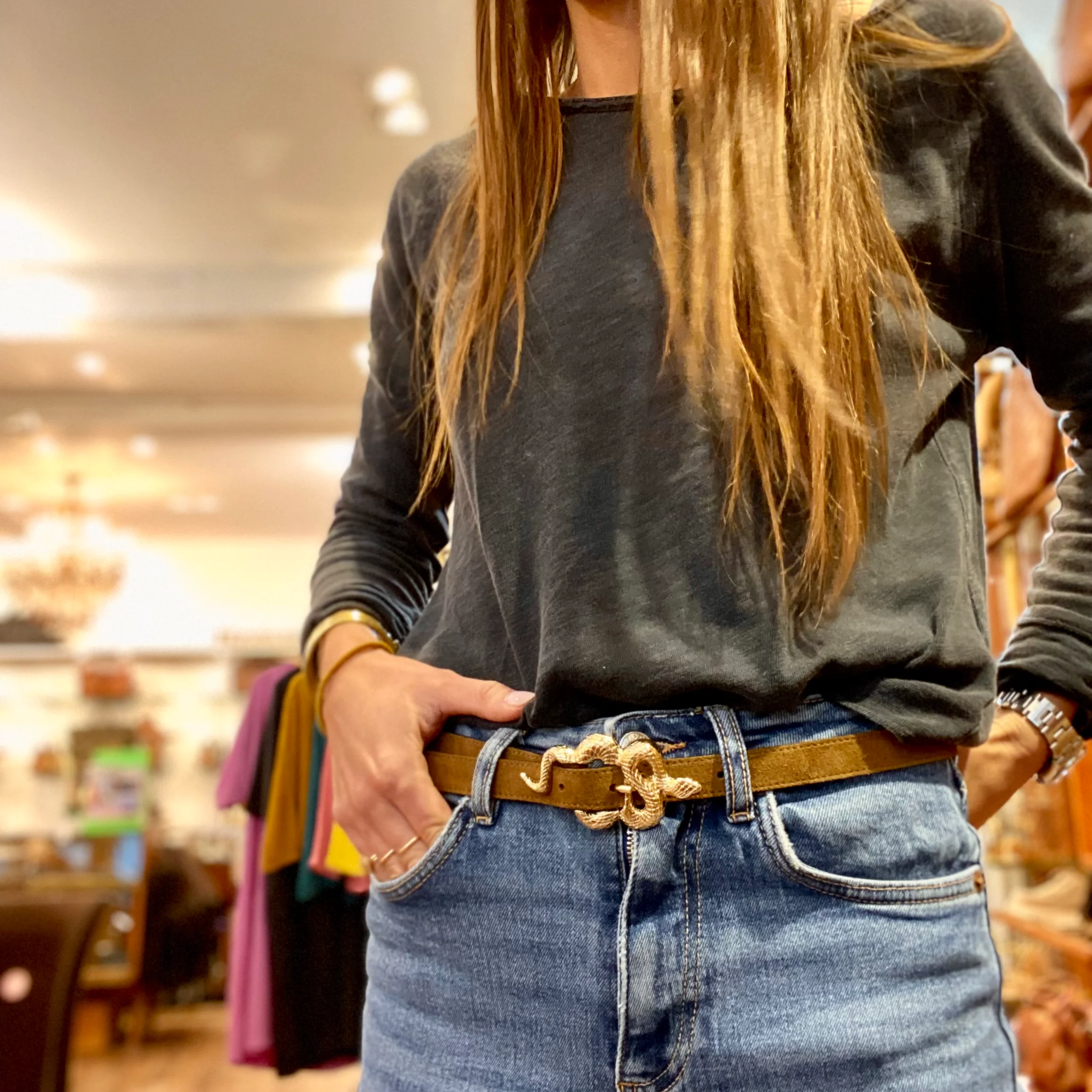 Ceinture LA BARBIER en Velours Tobacco – Image 4