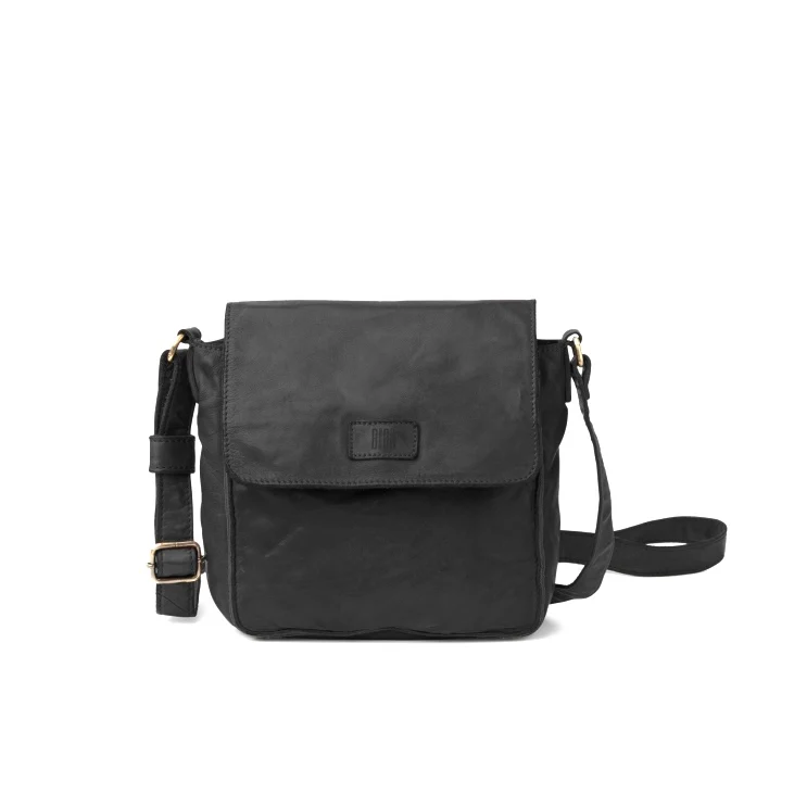 Sac Bandoulière Petit Format en Cuir Lavé Noir