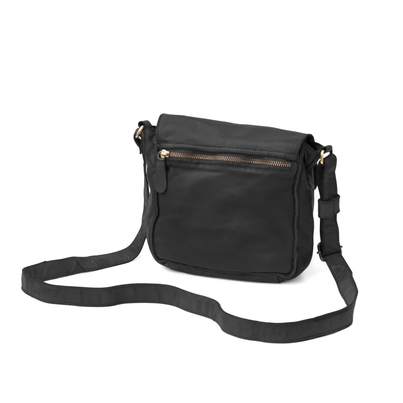 Sac Bandoulière Petit Format en Cuir Lavé Noir – Image 3