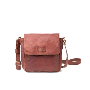 Sac Bandoulière Petit Format en Cuir Lavé Camel