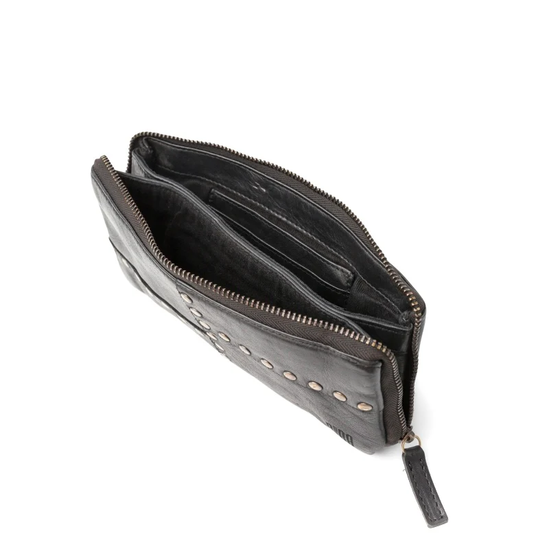 Portefeuille Moyen Modèle en Cuir Camel et Rivets Vieil Or – Image 5