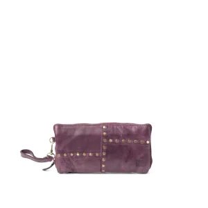 Portefeuille Moyen Modèle en Cuir Bordeaux et Rivets Vieil Or